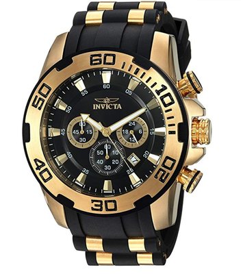 【潮裡潮氣】INVICTA男款Pro Diver石英不銹鋼和矽膠休閒手錶，黑色型號22340