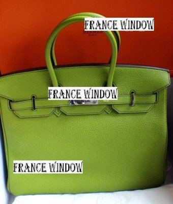 France Window 愛瑪士柏金包Hermes Birkin 蘋果綠色銀扣TOGO皮35cm