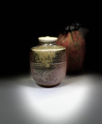 『養心殿』 備前名工 煎茶道具 『日本備前燒 自然釉茶入』供箱 極上の逸品
