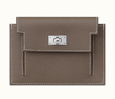 ［現貨/預購］Hermes Kelly Compact Wallet Epsom Etoupe 大象灰銀釦 短夾 卡夾 名片夾 男女適用