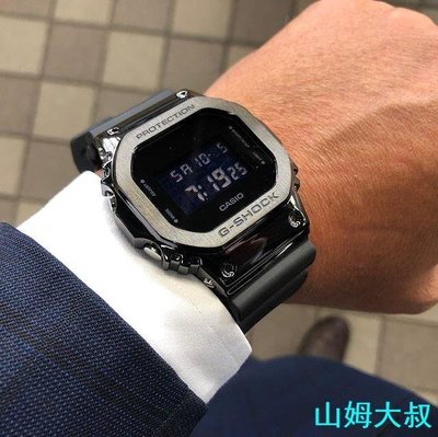 現貨熱銷-手錶卡西歐金屬小方塊G-SHOCK復古方形手表運動男女GM-5600-1 B-3  S