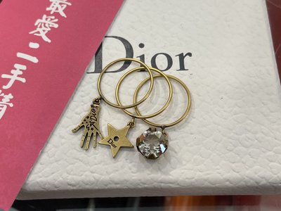 ☆最愛二手精品☆ Christian Dior CD 霧金色手掌星星水鑽三件組三合一戒指 M號 XG4193