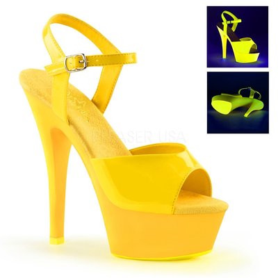 Shoes InStyle《六吋》美國品牌 PLEASER 原廠正品漆皮霓虹螢光厚底高跟涼鞋 出清『黃色』
