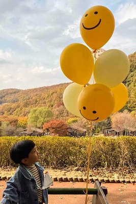 韓國笑臉氣球ins風桌飄波波球生日派對場景裝飾寶寶周歲布置