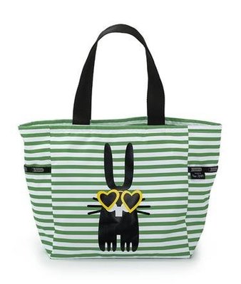 預購 美國 LeSportsac X Peter Jensen 丹麥設計師聯名款 綠條紋邦尼兔手提包 托特小包