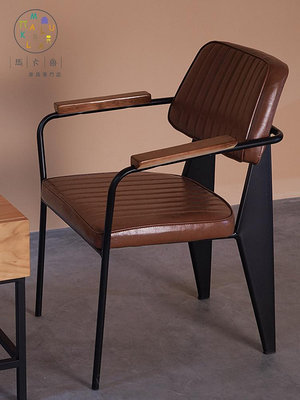 鐵藝椅子工業風餐桌椅美式復古靠背扶手椅簡約餐廳酒吧咖啡店桌椅 自行安裝