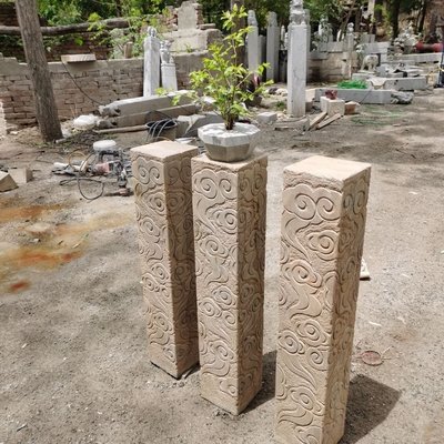現貨-石雕祥云柱拴馬樁青石做舊栓馬柱雕塑庭院園林石柱子招財裝飾擺件--簡約