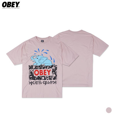 【Brand T】OBEY SOCIETAL COLLAPSE 大象LOGO 荊棘 潮流 厚磅 落肩 短T 短袖 粉色