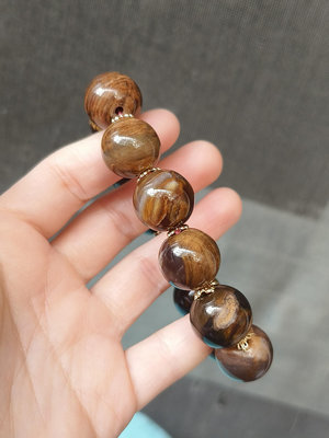 《瑜坊》天然樹化玉 木化石 木化玉 手珠 NO.16 約 16-17 mm ✽ 12 顆