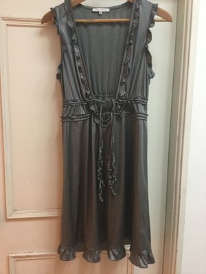 法國品牌maje古銅銀灰羅馬式綁帶洋裝