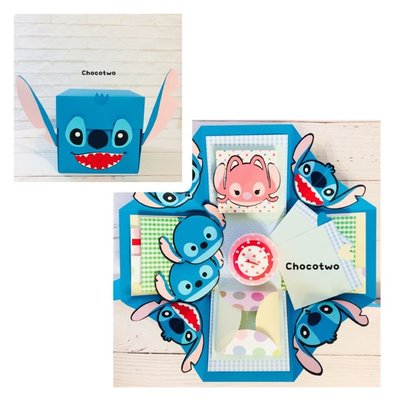 史迪奇 Stitch 禮物盒 手工卡片 爆炸卡 情人節卡片 生日快樂卡片 手作卡片 機關（預購）