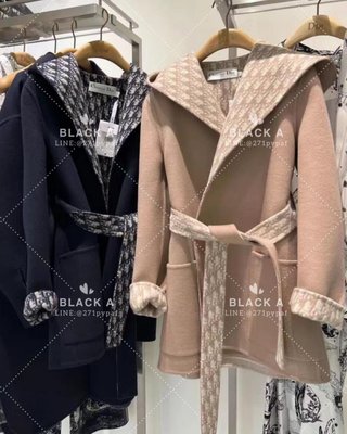 【BLACK A】DIOR 22FW 雙面羊毛短版大衣 深藍色/裸粉色 價格私訊