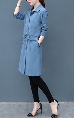 FINDSENSE品牌 秋季 新款 韓國 薄款 氣質 單排釦 綁帶 收腰 顯瘦 長袖 中長款 風衣 時尚 潮流上衣外套