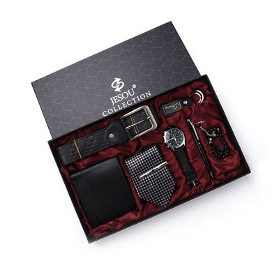 2020新款男士石英手表領帶錢包7件套商務禮品套裝-Y9739