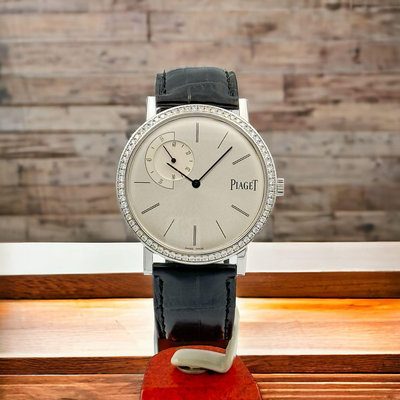 樂時計 二手美品 伯爵錶 PIAGET Altiplano 阿爾蒂普拉諾手錶 G0A35118 18白K金 手上鍊 腕錶 原裝鑽石圈 盒子保單齊全