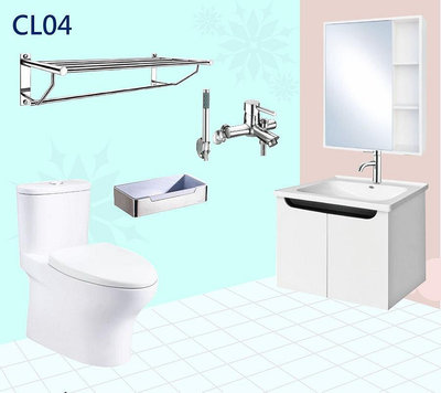 衛浴套裝CL04二段省水單體馬桶發泡浴櫃 置物架 鏡櫃