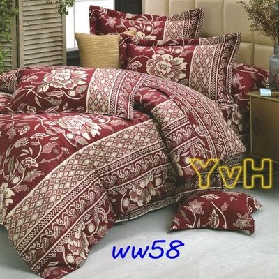 =YvH=床包兩用被 台灣製造印染100%純棉表布 暗紅色系 雙人床包枕套 鋪棉兩用被套 四季用(訂做款)
