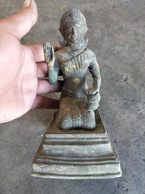 【二手】南傳純銅老神像，黑沙底品相完好。 銅器 擺件 舊貨 【皇朝古玩】-179