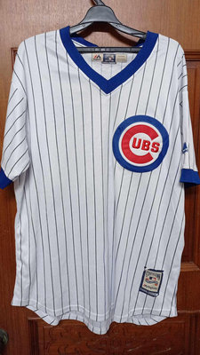 MLB芝加哥小熊隊Ryne Sandberg主場排汗短T白色條紋XL號