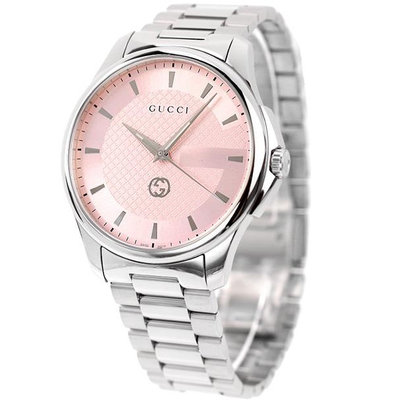 GUCCI  古馳 YA126368 手錶 40mm 粉紅色面盤 藍寶石鏡面 不鏽鋼錶帶 男錶 女錶