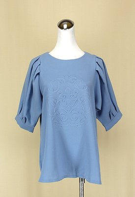 ◄貞新二手衣►eyeful 韓組 粉藍圓領短袖棉質洋裝長版F號(16294)