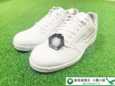 [小鷹小舖] Mizuno Golf WIDE STYLE SPIKELESS 美津濃高爾夫 無釘球鞋 人工皮革 白