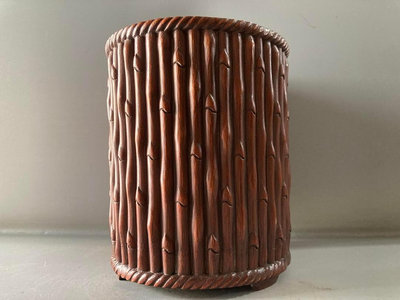 竹雕筆筒（高15.5.寬13厘米）156254 古玩 老貨 雜項