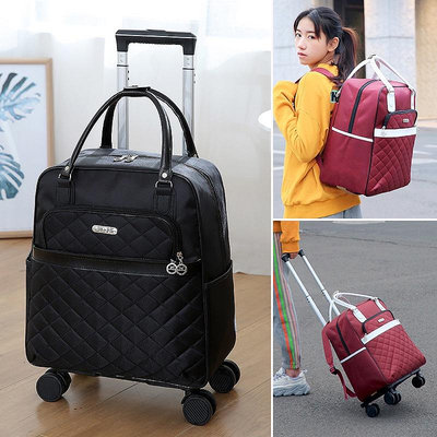 旅行包袋 大容量可推拉可背拉桿袋 學生可背拉桿袋 行李袋 佈旅行袋 拉桿袋 旅行行李袋