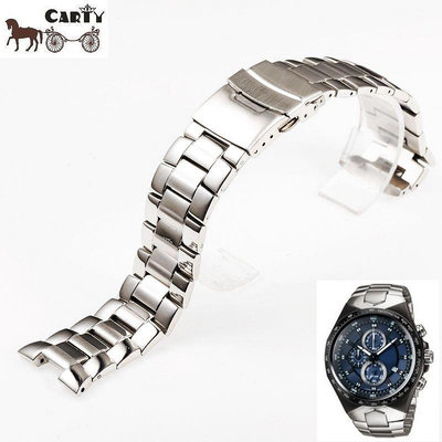 手錶帶 皮錶帶 鋼帶carty鋼錶帶 代用 卡西歐 ef534 鋼本色 凹口 寬24mm凹寬10mm