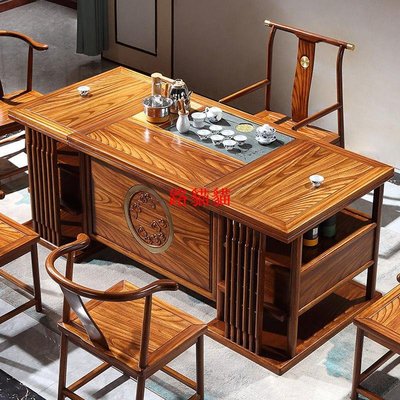 茶桌椅組合新中式實紅木花梨木茶臺2m家用辦公室客廳一體功夫泡茶路貓貓