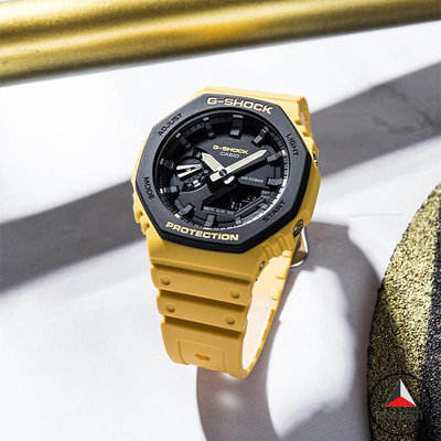 卡西歐 G-Shock GA-2100SU-9A 黃色樹脂錶帶模擬數字男士運動手錶