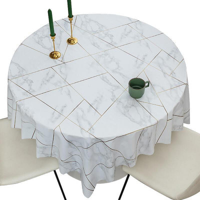 大理石pvc圓桌布 防水防油免洗防燙餐桌墊家用茶幾臺布長方形