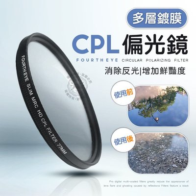CPL 偏光鏡 72mm 77mm 82mm Fourth Eye 超薄 多層鍍膜 偏振鏡 MRC 環形偏光鏡