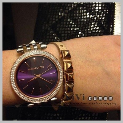 『Marc Jacobs旗艦店』免運費 美國代購 Michael Kors 神秘紫時尚光燦耀眼晶鑽雙色錶帶都會腕錶 ViVi歐日韓連線