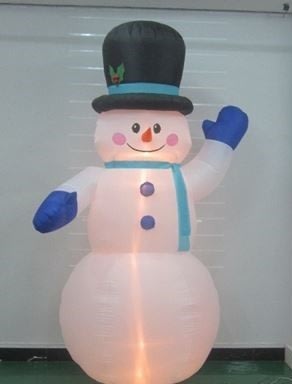 充氣 10尺黑帽雪人，聖誕佈置/充氣擺飾好收納/聖誕充氣，節慶王【X007865】