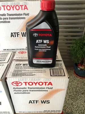 【豐田 TOYOTA】ATF-WS、變速箱機油、豐田機油、1L/罐、12罐/箱【美國進口】滿箱區/新包裝