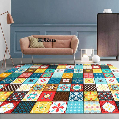 新品波西米亞地毯客廳沙發茶幾墊臥室陽臺滿鋪美式摩洛哥風格花磚地毯