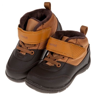 童鞋(15~21公分)Moonstar日本雪地遊玩棕色刷毛兒童機能運動鞋(雪靴)I8N163I
