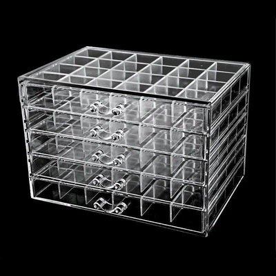 120格5層分格飾品盒美甲飾品收納盒大容量透明亞克力壓克力抽屜式飾品盒首飾盒可拆卸桌面整理盒單層單格美甲工具箱FJ