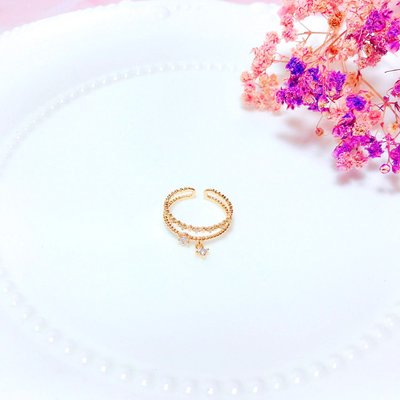 韓國❤️雙層 排鑽 垂墜 水鑽 可調節 造型 戒指【Verina's韓系美飾】