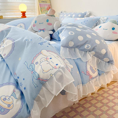 三麗鷗純棉床上四件套玉桂狗全棉床品兒童床單三件套可愛被套床笠