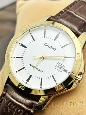【CASIO】時尚男錶-白面金框MTP-V004GL-7AUDF