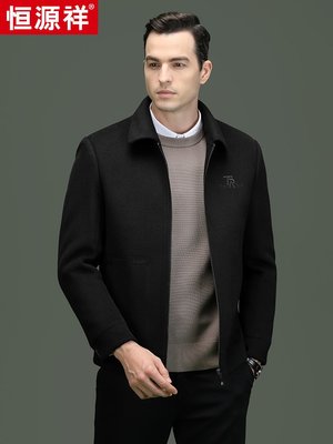 秋冬季中年羊毛呢大衣男士爸爸裝潮流呢夾克商務雙面呢外套