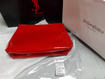 YSL 紅色漆光 化妝包 美妝包 手拿包