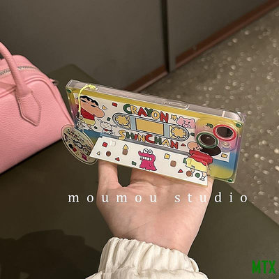 MTX旗艦店可愛 蠟筆小新 錄音帶 隱形支架手機殼 適用於iPhone14 13 12 11掛件保護殼