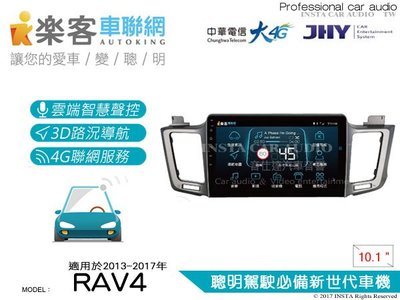 音仕達汽車音響 樂客車聯網 RAV4 13-17年 10.1吋專用主機 安卓互聯/DVD/4G/聲控/導航/藍芽