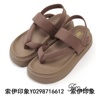 FM SHOES 寬帶夾腳厚底涼鞋 粉-索伊印象