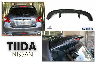 小傑車燈精品--全新 NISSAN BIG TIIDA 水轉印卡夢 原廠型 SR 尾翼 ABS 擾流板