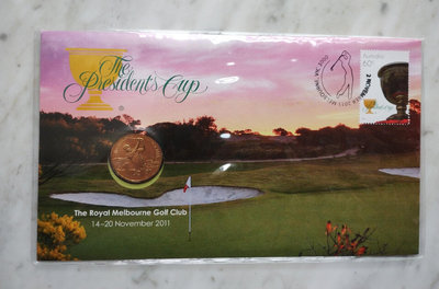 【二手】 全新澳大利亞2011年總統杯-高爾夫球賽紀念幣郵幣首日封1396 錢幣 紙幣 硬幣【奇摩收藏】