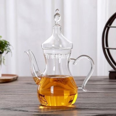 阿拉伯玻璃壺咖啡壺 耐高溫透明玻璃壺 高硼硅煮茶壺花茶壺-有家精品店